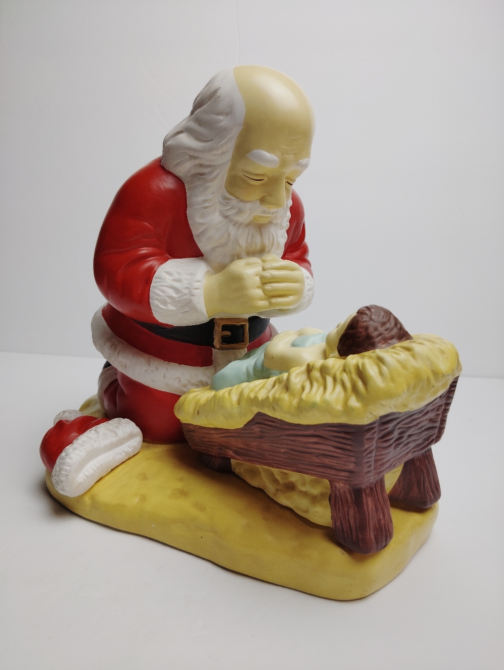 Santa and Baby Jesus Vintage 1992 Statue Music Box R.P. Gauer, Roman, Inc.